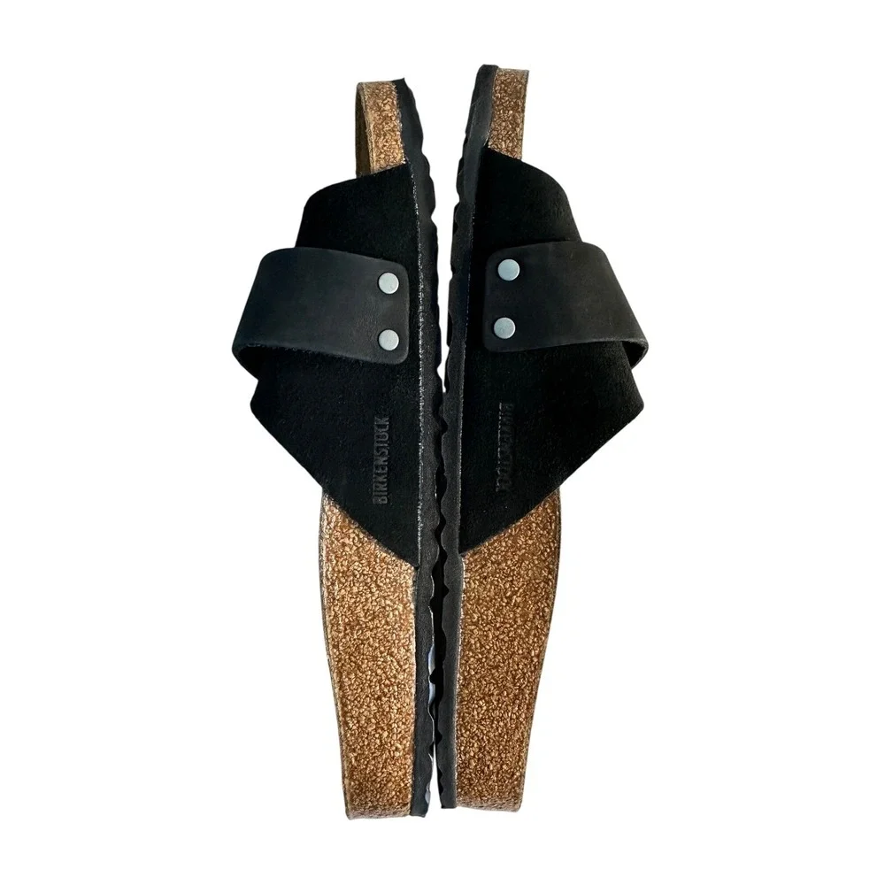 Birkenstock Oita Suede Slide Sandals Size 41 Narrow Black Adjustable‎ Strap NEW